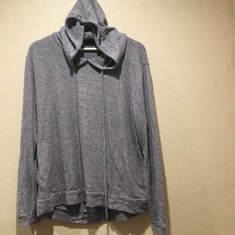 Harlowe & Graham Soft Hoodie Gray Pockets Lg